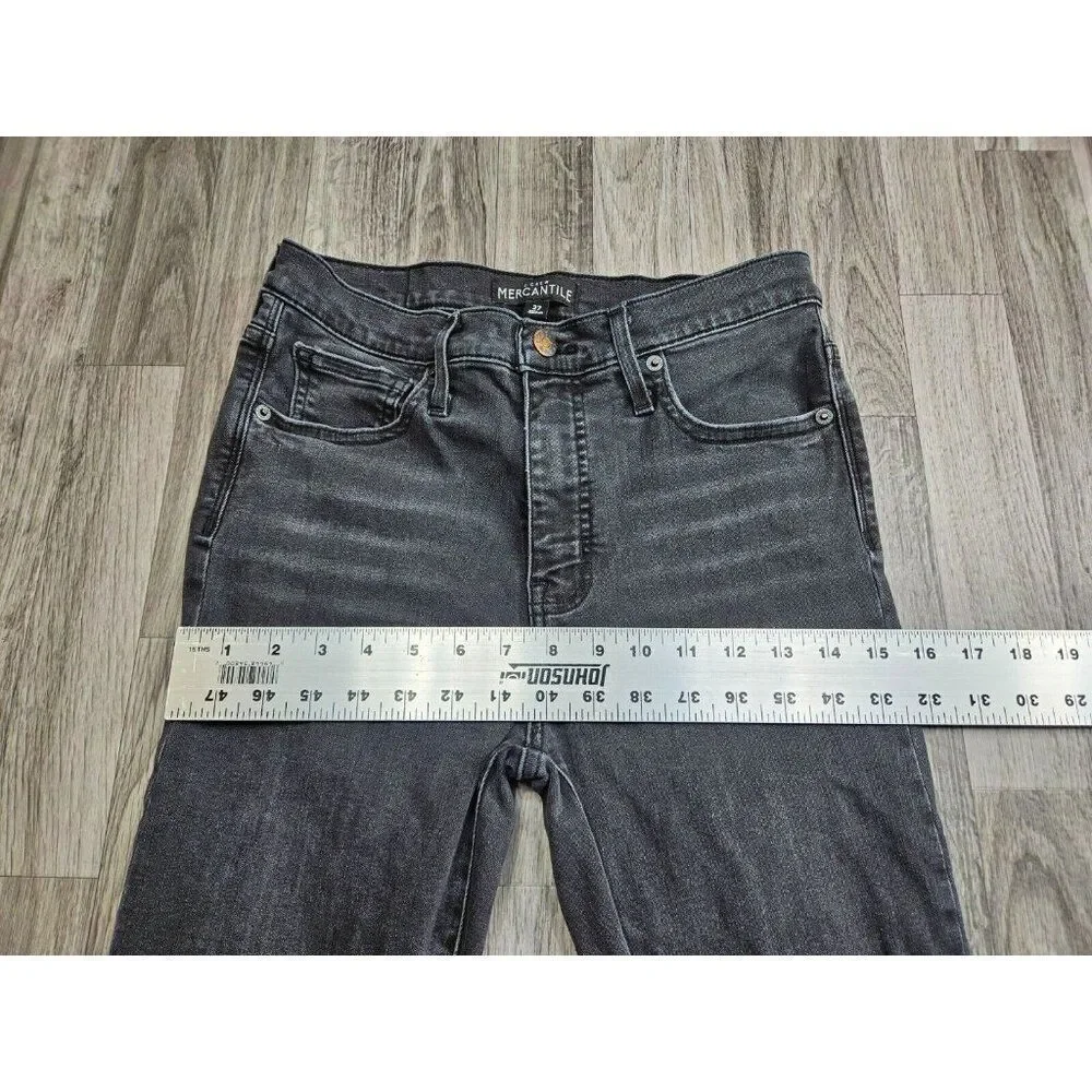 J. Crew‎ Womens Size 27 Mercantile Pockets Whiskered Black Grey Denim Jeans